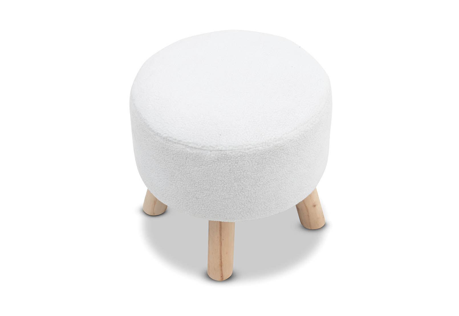 WHITE SHERPA YOSHI Fabric Stool Amart Furniture