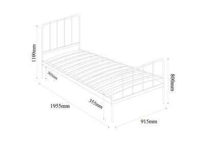 EDINBURGH - Lt Pink Single Bed