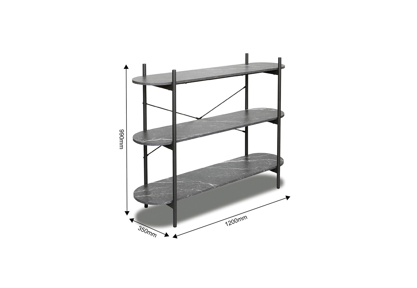 ELGIN - 3 Tier Wide Bookcase ELGIN