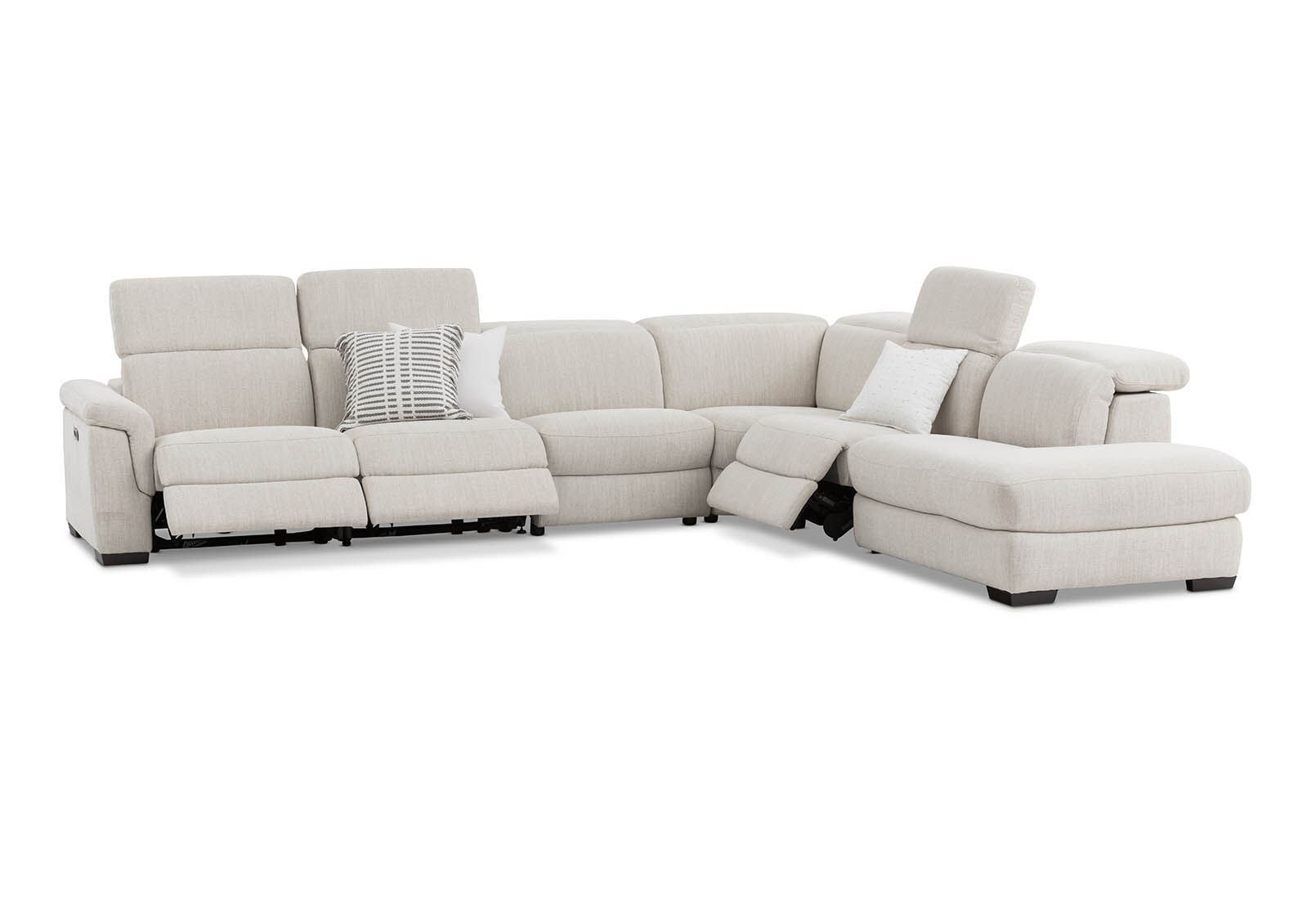 LUCIANO - Fabric Corner Lounge with 3 Inbuilt Electric Recliners and Right-Hand Facing Chaise LUCIANO