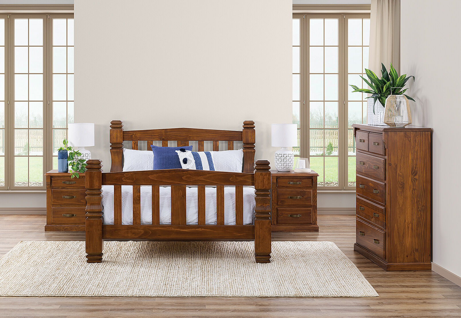 Antique Brown Renmark 4 Piece Queen Bedroom Suite Amart Furniture
