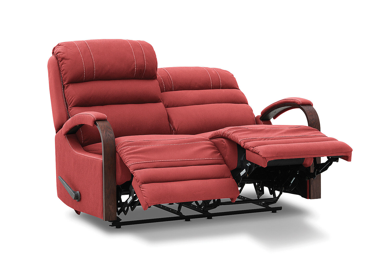 RED ELDRIDGE Fabric 2 Seater with 2 Inbuilt Recliners