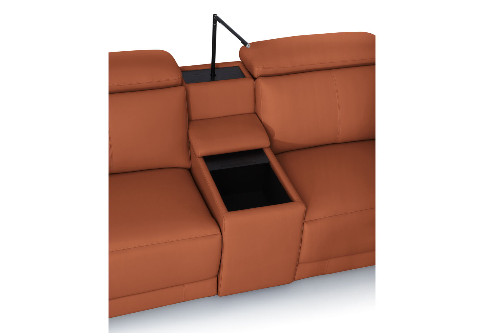 VANTRO LEATHER - Corner Lounge with 2 Inbuilt Electric Recliners and Console VANTRO LEATHER