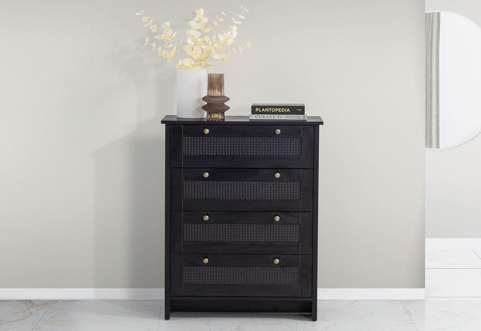 BLACK MOYER 4 Drawer Tall Chest