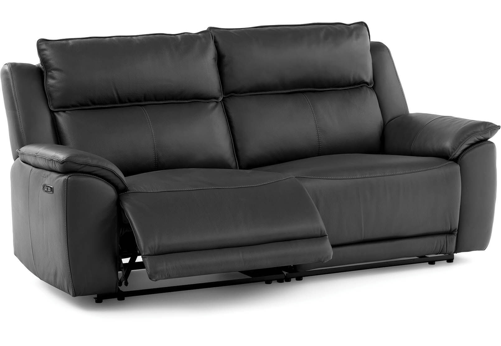 EDWIN - Leather 3 Seat Sofa with 2 inbuilt Electric Recliners EDWIN