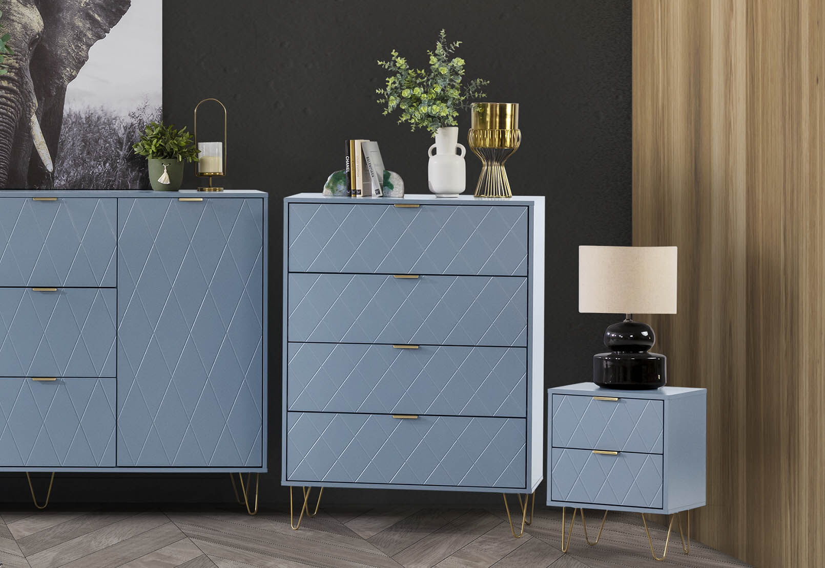 Tall blue cheap chest of drawers