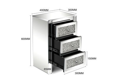 SAUNDERS - 3 Drawer Bedside