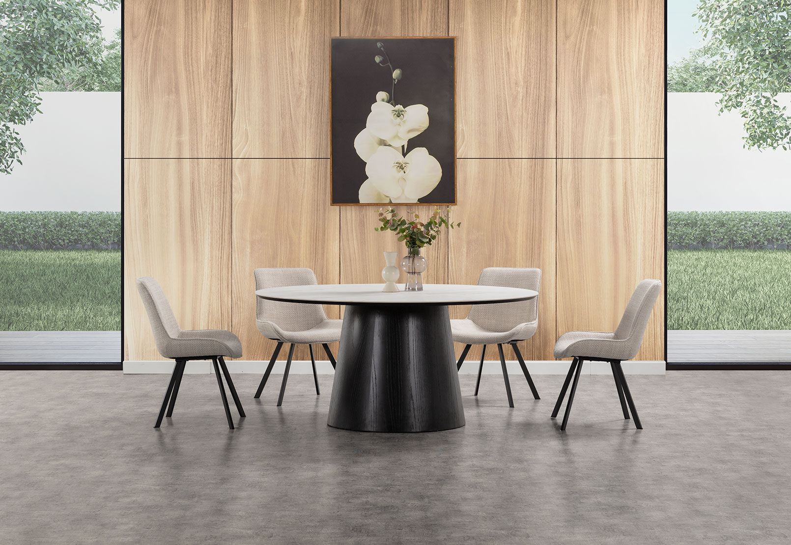 THANOS - 7 Piece Ceramic Dining Suite with Vesta Chairs THANOS