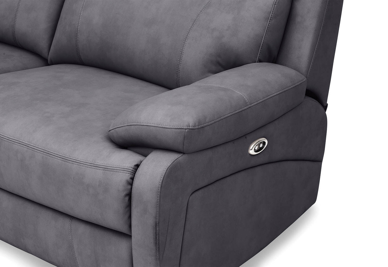 LYNCOLN - Fabric 3.5 Seat Left Hand Facing Chaise with Drop Down Table LYNCOLN