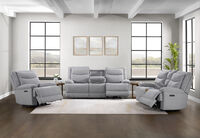 HARLINGEN FABRIC - 3 Seater Electric Recliners with Drop Down Table HARLINGEN FABRIC