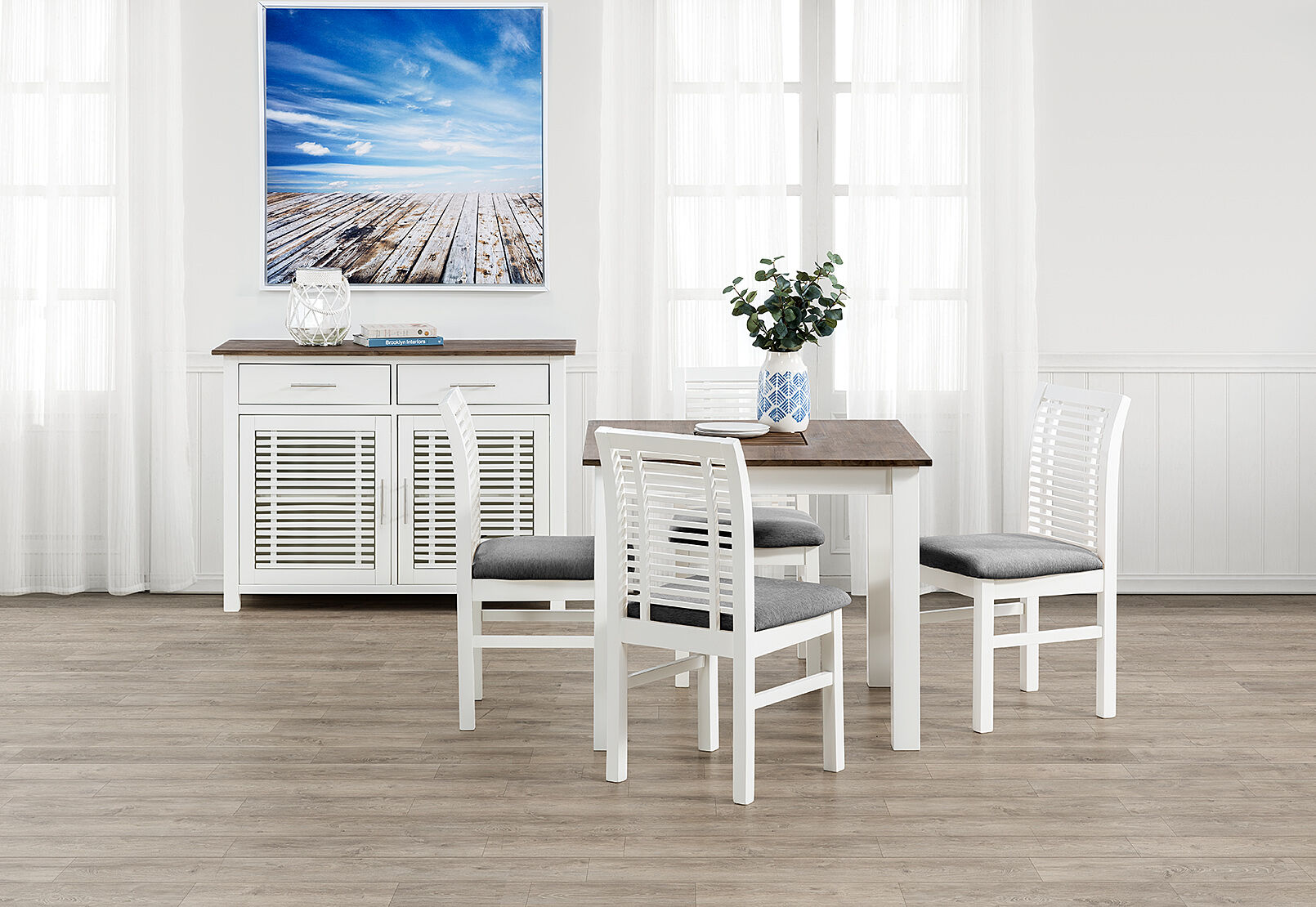 WHITE/PEWTER KOTA 5 Piece Dining Suite Amart Furniture