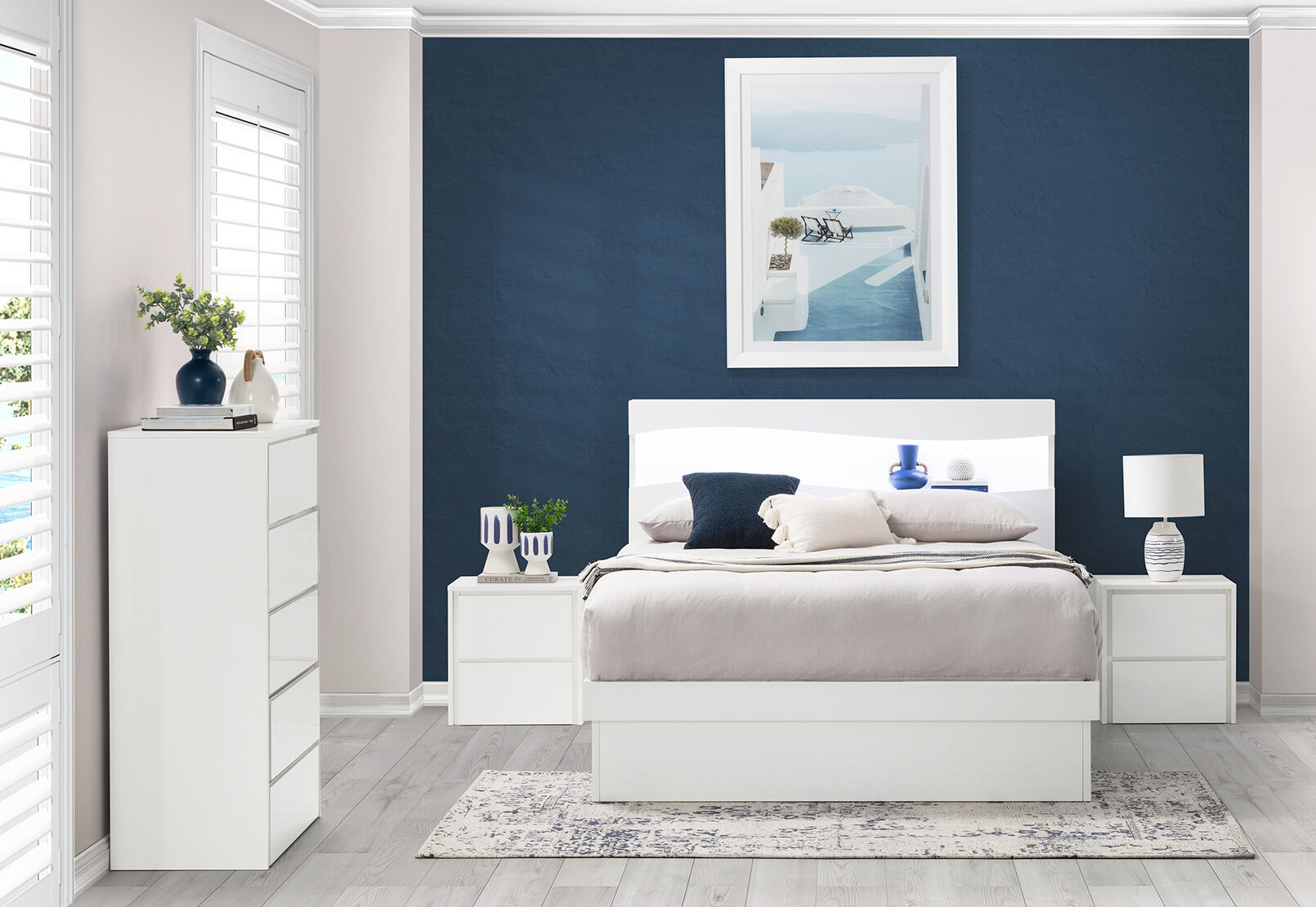 CALISTO - 4 Piece Queen Bed Tall Chest Suite CALISTO
