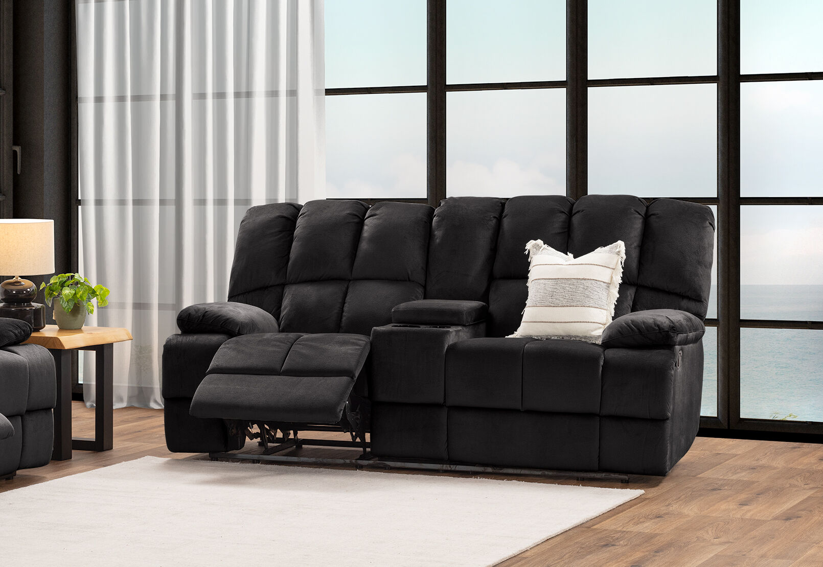 LEBRON FABRIC - 2 Seater with Recliners and Console LEBRON FABRIC
