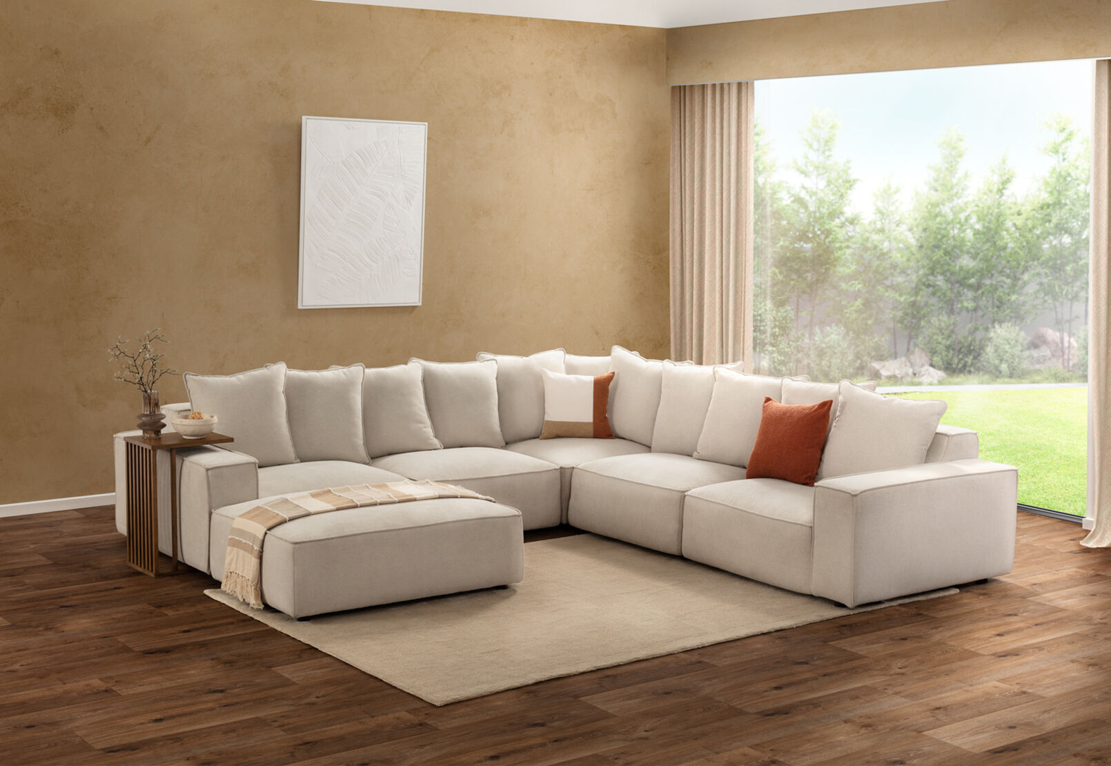 TILLEY FABRIC - Corner Lounge with Ottoman ( Fabric) TILLEY FABRIC