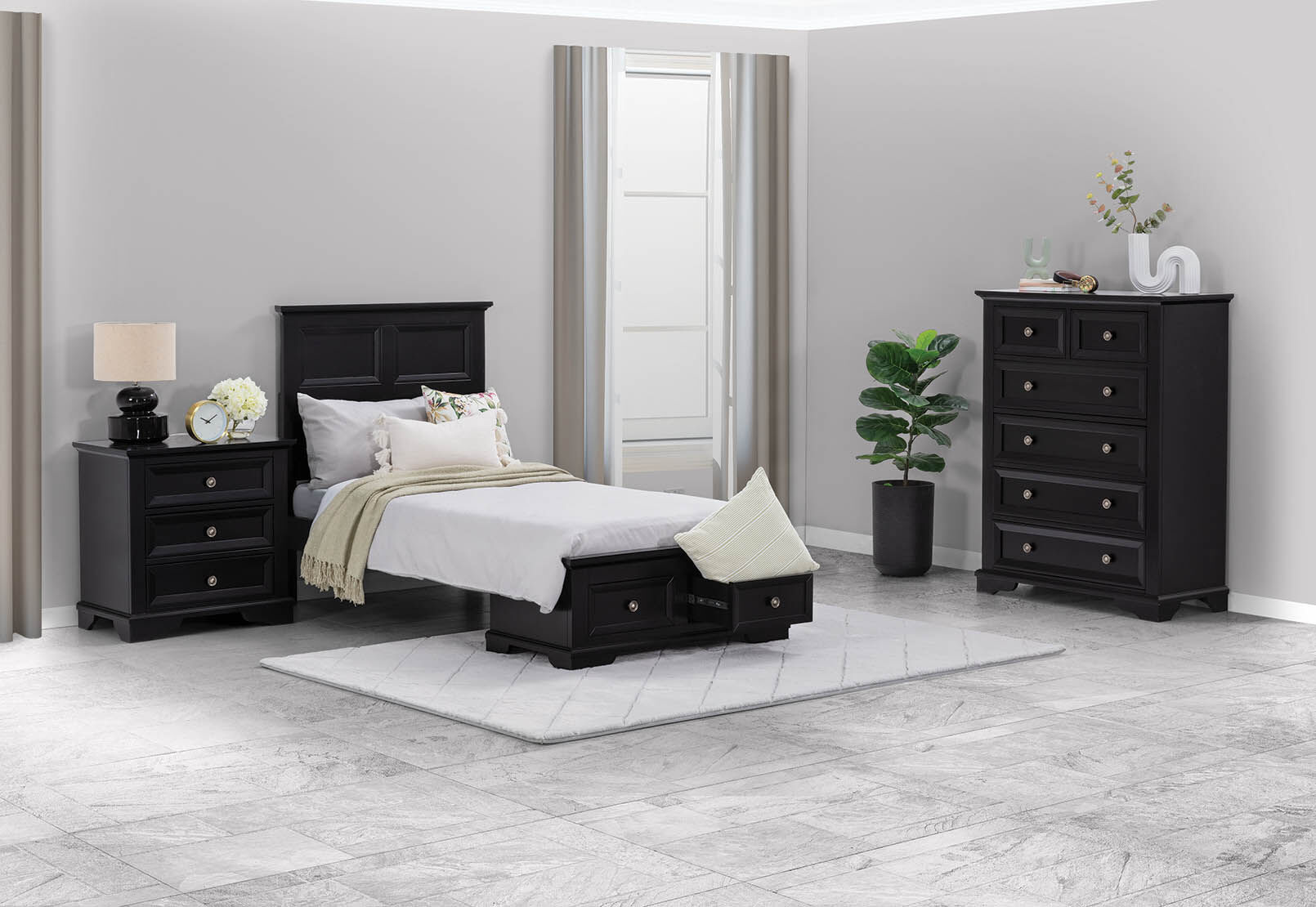CHANELLE - 3 Piece King Single Bedroom Suite CHANELLE
