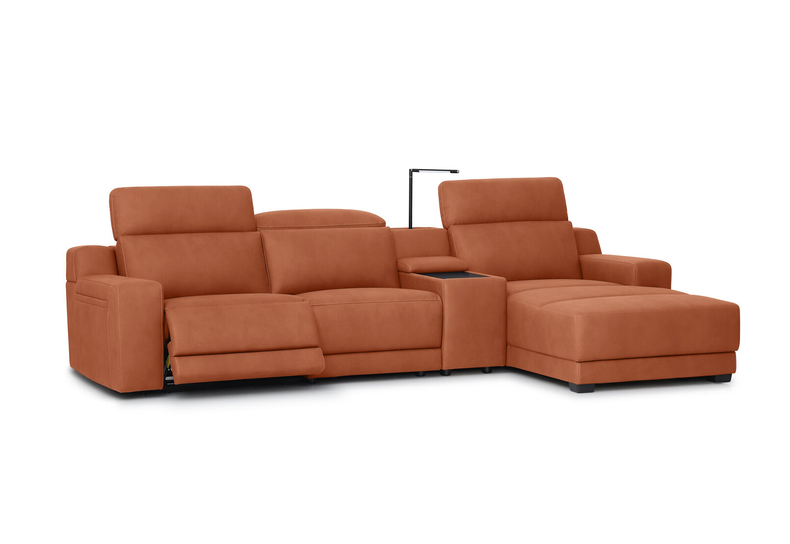 VANTRO FABRIC - 3 Seater RHF Chaise with Console and Inbuilt Electric Recliner VANTRO FABRIC