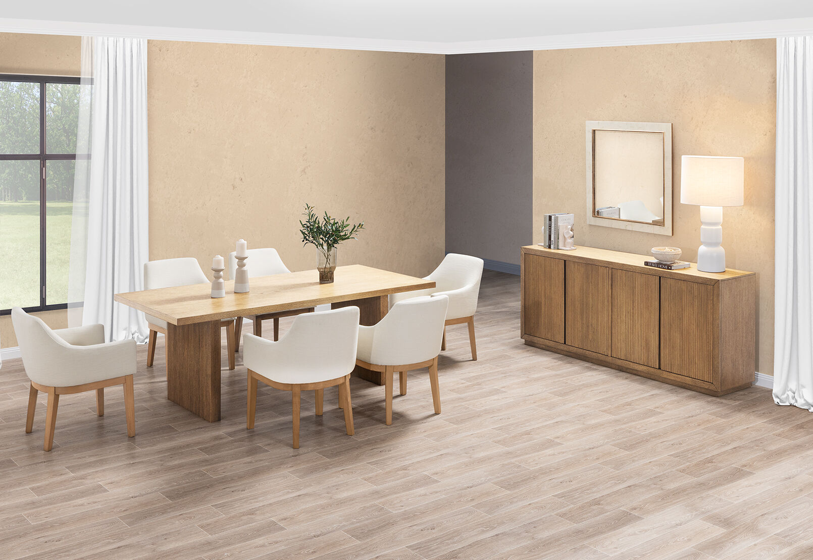 THORIN - 7 Piece Suite with Armondo Dining Chairs. THORIN