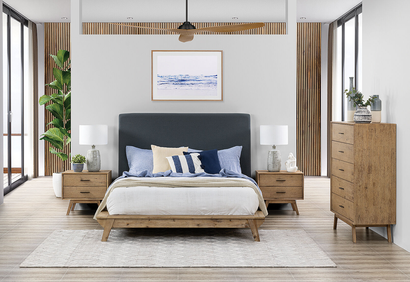 Brushed Acacia Dane 4 Piece King Bed Suite Amart Furniture