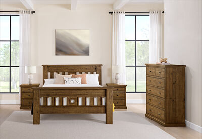 WILLOWBROOK - 4 Piece King Bed Tall Chest Suite.