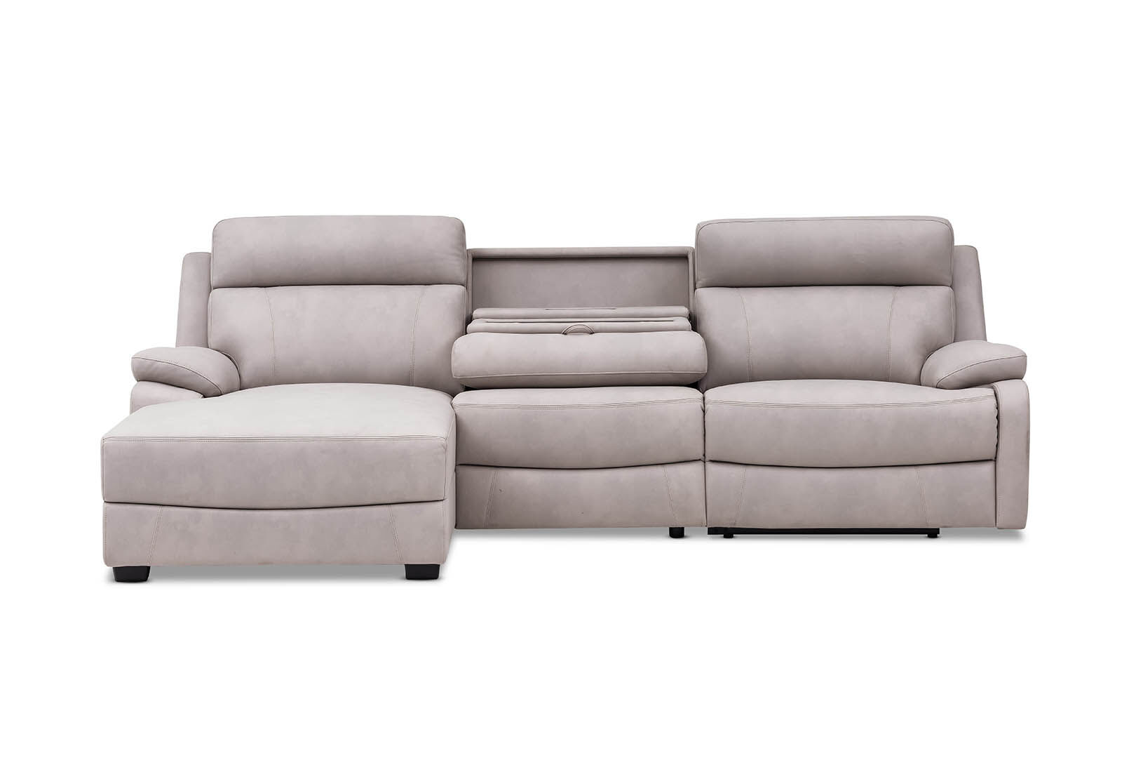 LYNCOLN - Fabric 3.5 Seat Left Hand Facing Chaise with Drop Down Table LYNCOLN