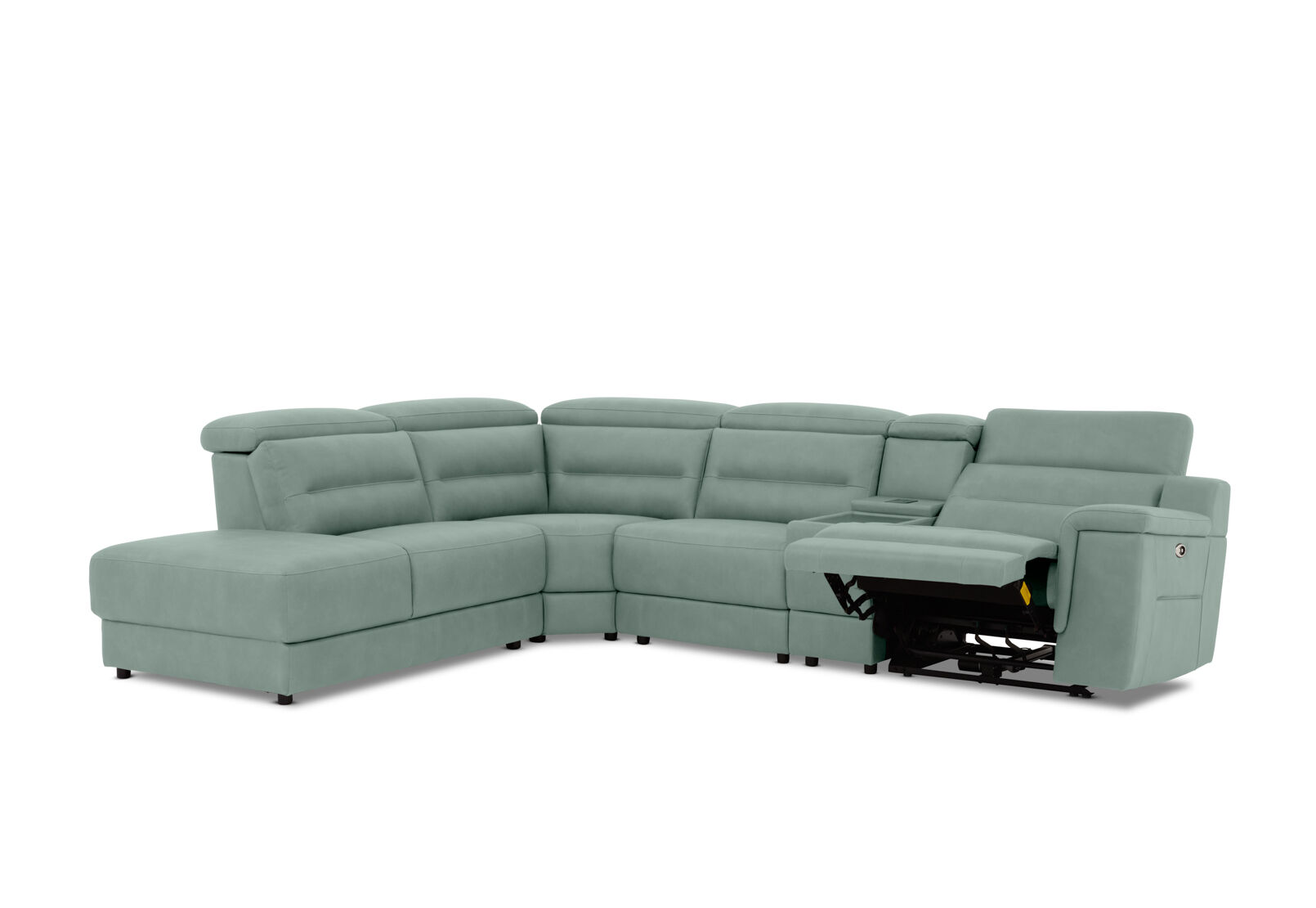 JEFFRIES FABRIC - Corner Lounge with Inbuilt Electric Recliner and LHF Chaise JEFFRIES FABRIC