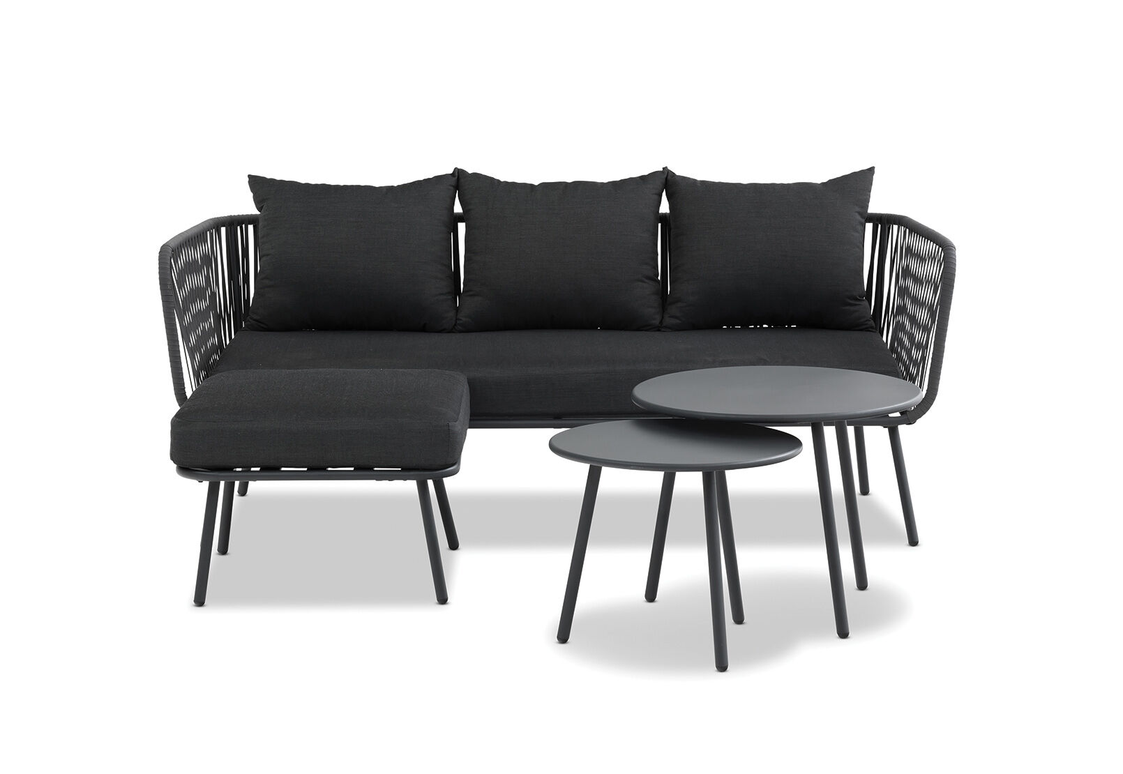 BLACK BRADY 4 Piece Outdoor Chaise Lounge Setting Amart Furniture