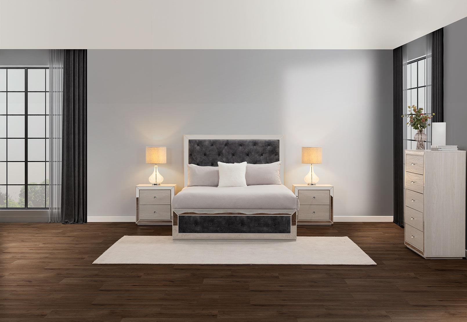 ISMENE - 4 Piece Queen Bed Tall Chest Suite ISMENE