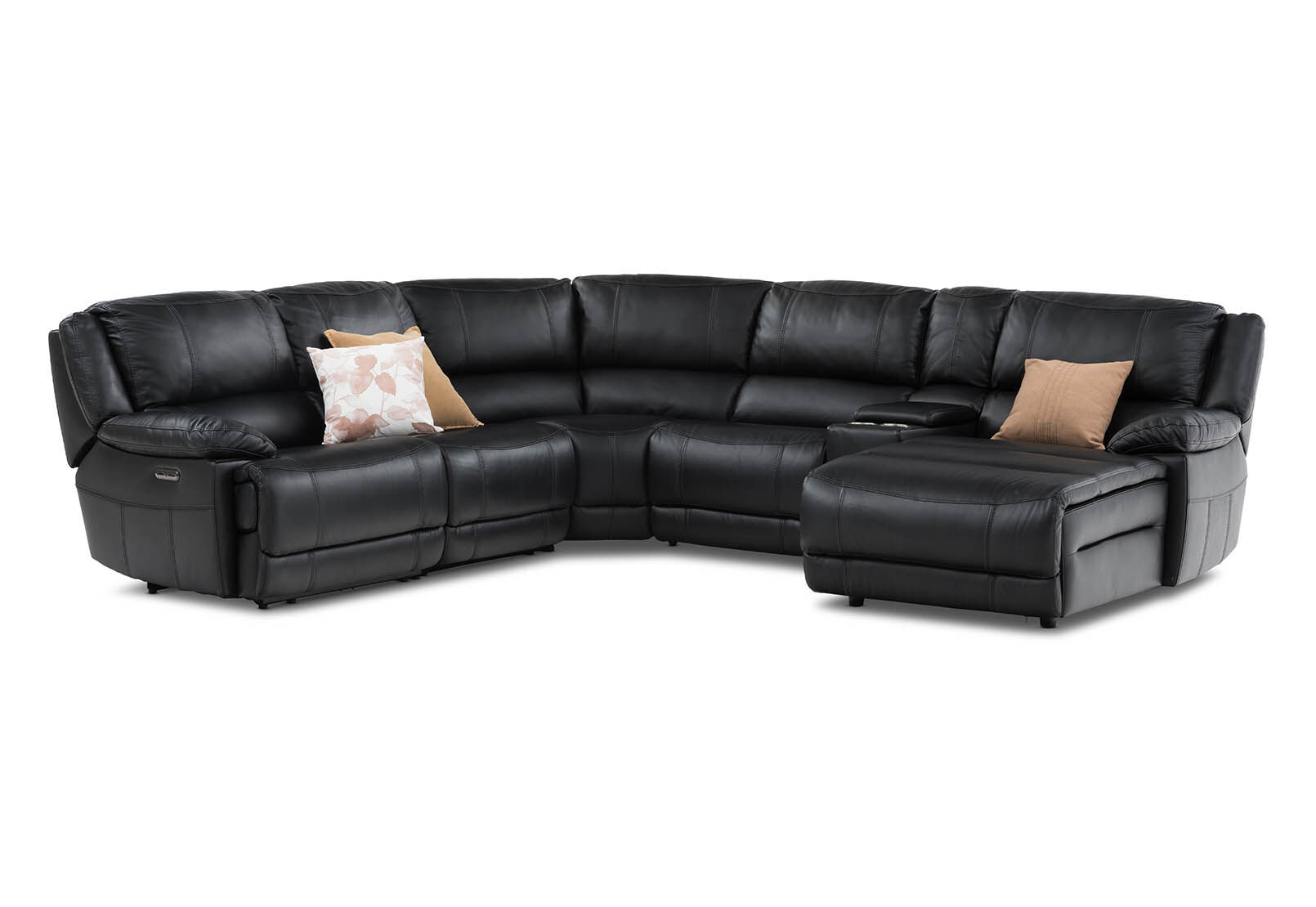 Black leather corner shop lounge