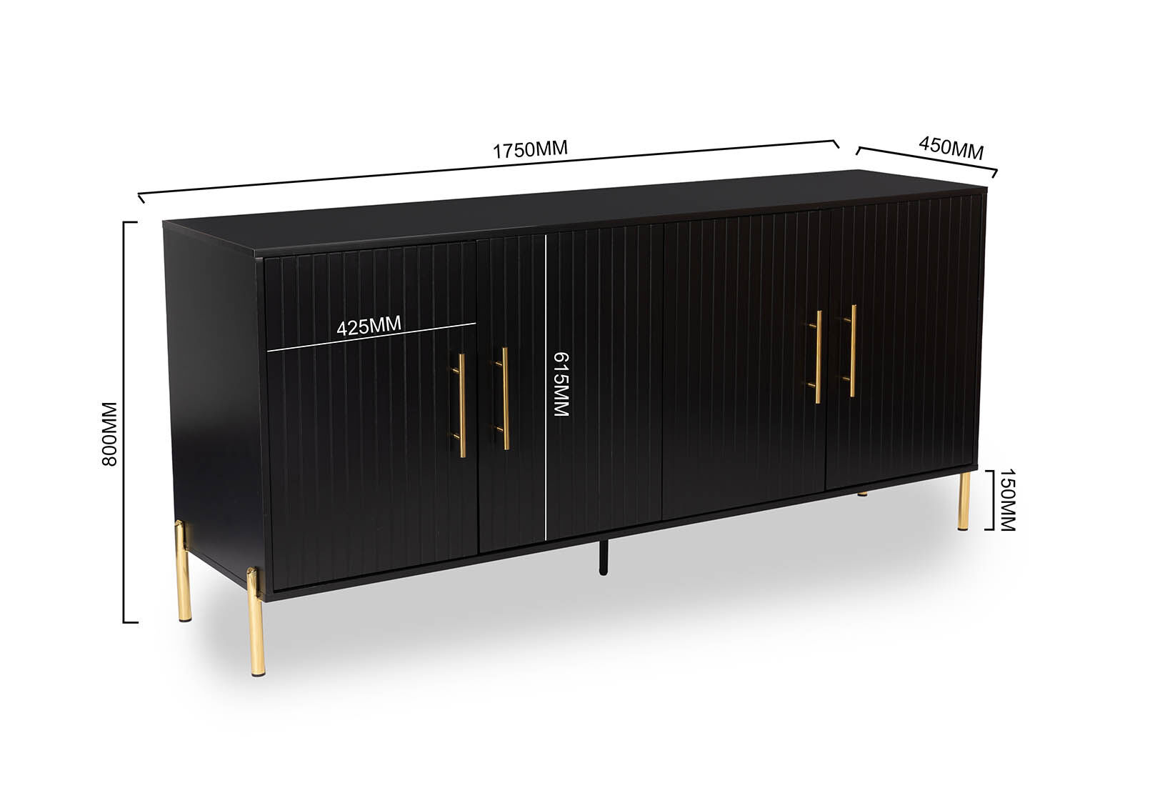 DELGADO - Black 4 Door Buffet DELGADO