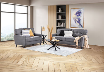 STEVENS - Charcoal 3 Seat Sofa