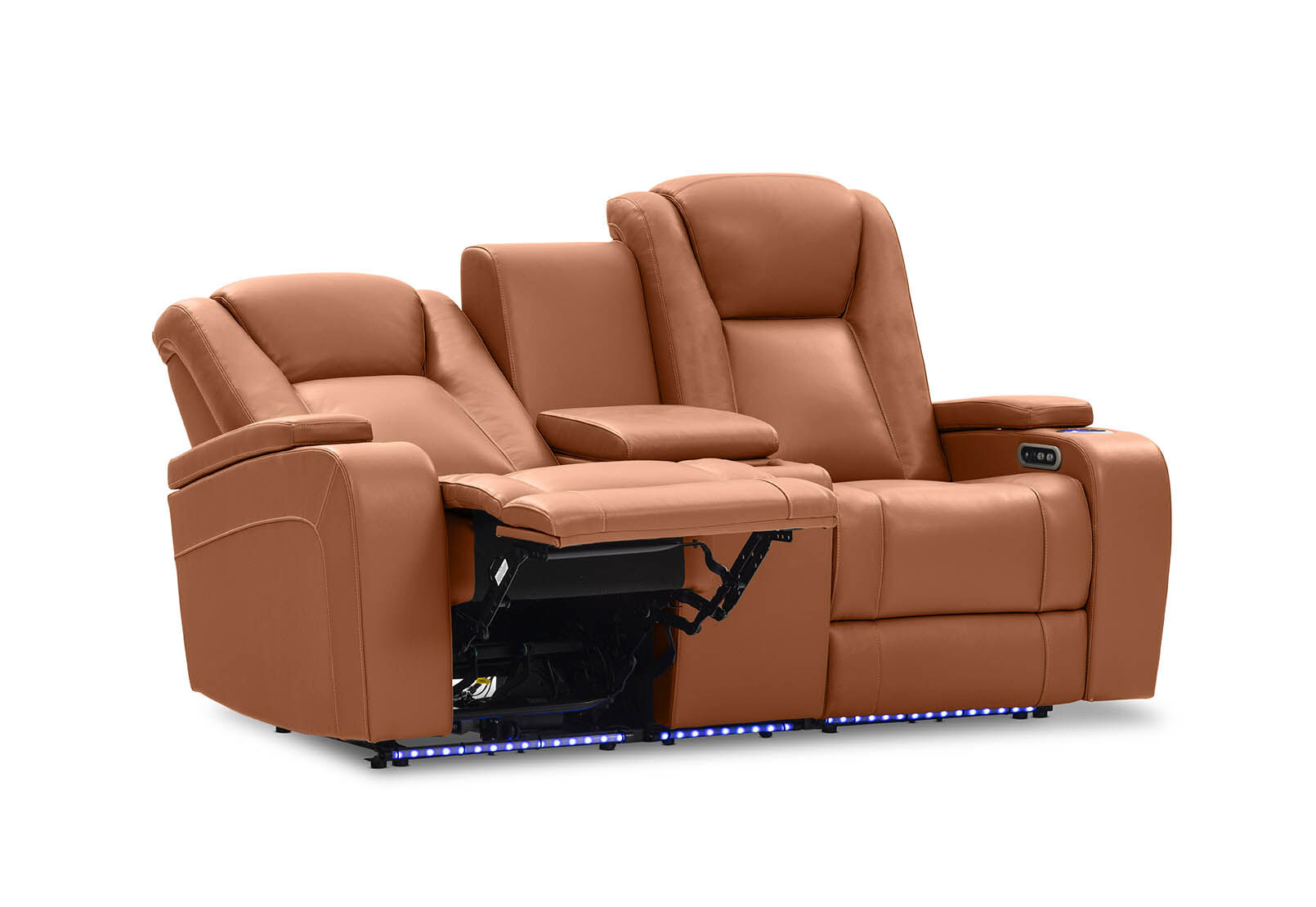 SENTINAL MK2 LEATHER - 2 Seater with 2 Electric Recliners and Console SENTINAL MK2 LEATHER