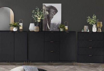 DORSEY - Black 3 Drawer 2 Door Buffet