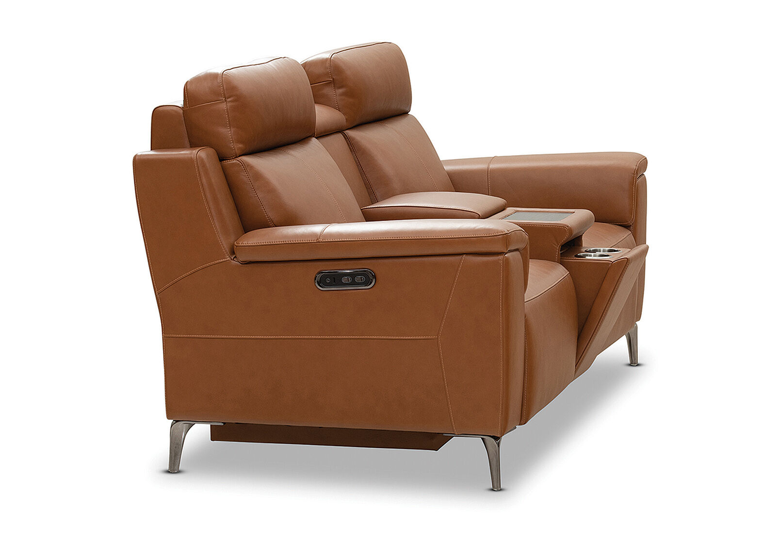 ARISTOTLE - Leather 2 Seater Sofa with Console and 2 Inbuilt Electric Recliners ARISTOTLE