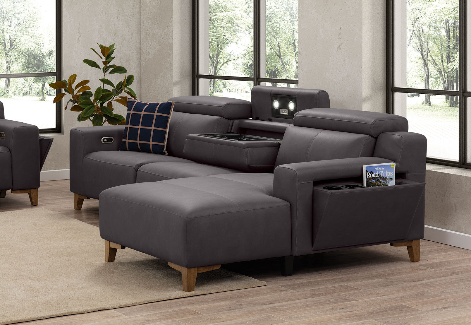 GAGE FABRIC - 3 Seater Sofa with Electric Recliner and RHF Chaise GAGE FABRIC
