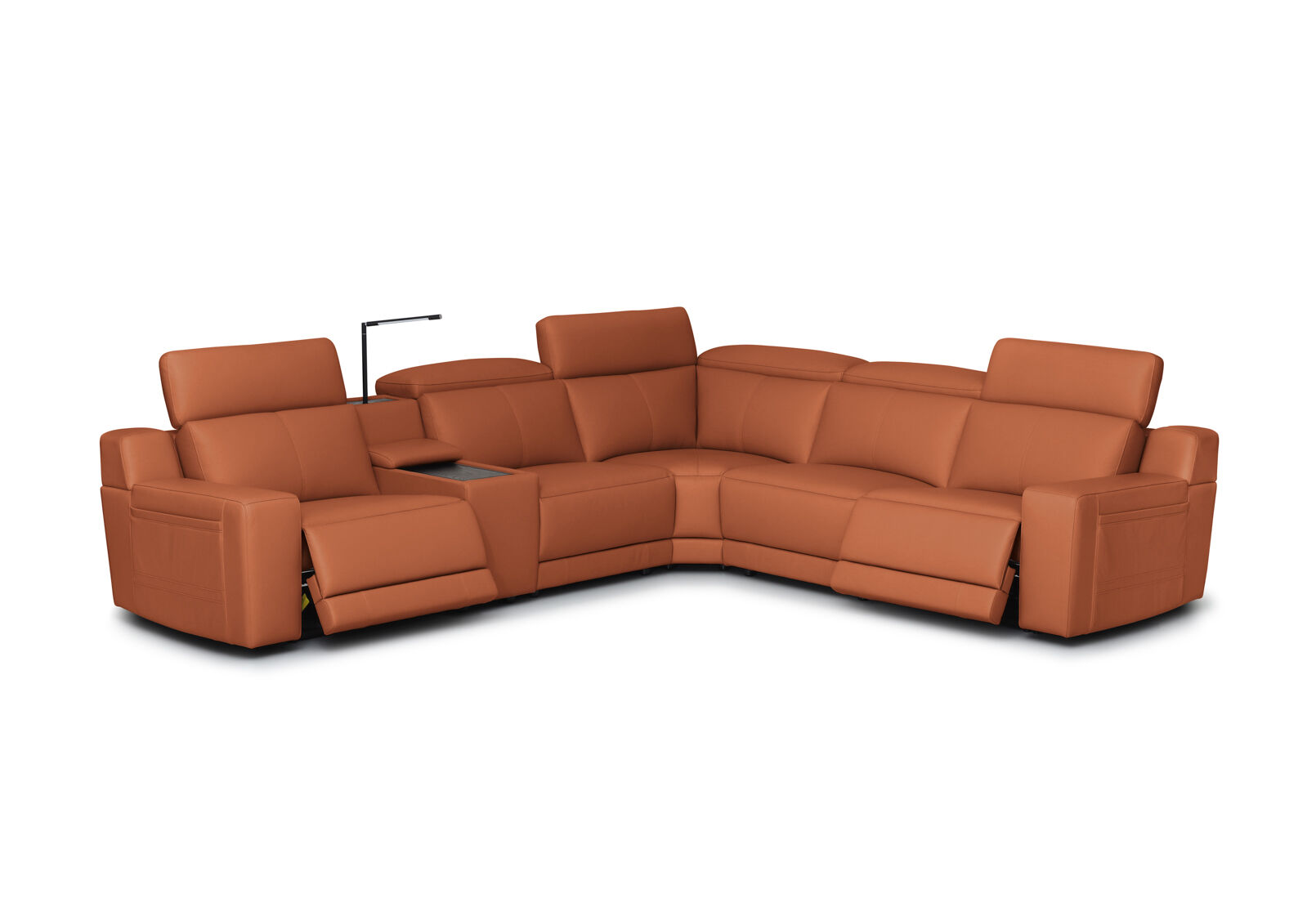 VANTRO LEATHER - Corner Lounge with 2 Inbuilt Electric Recliners and Console VANTRO LEATHER