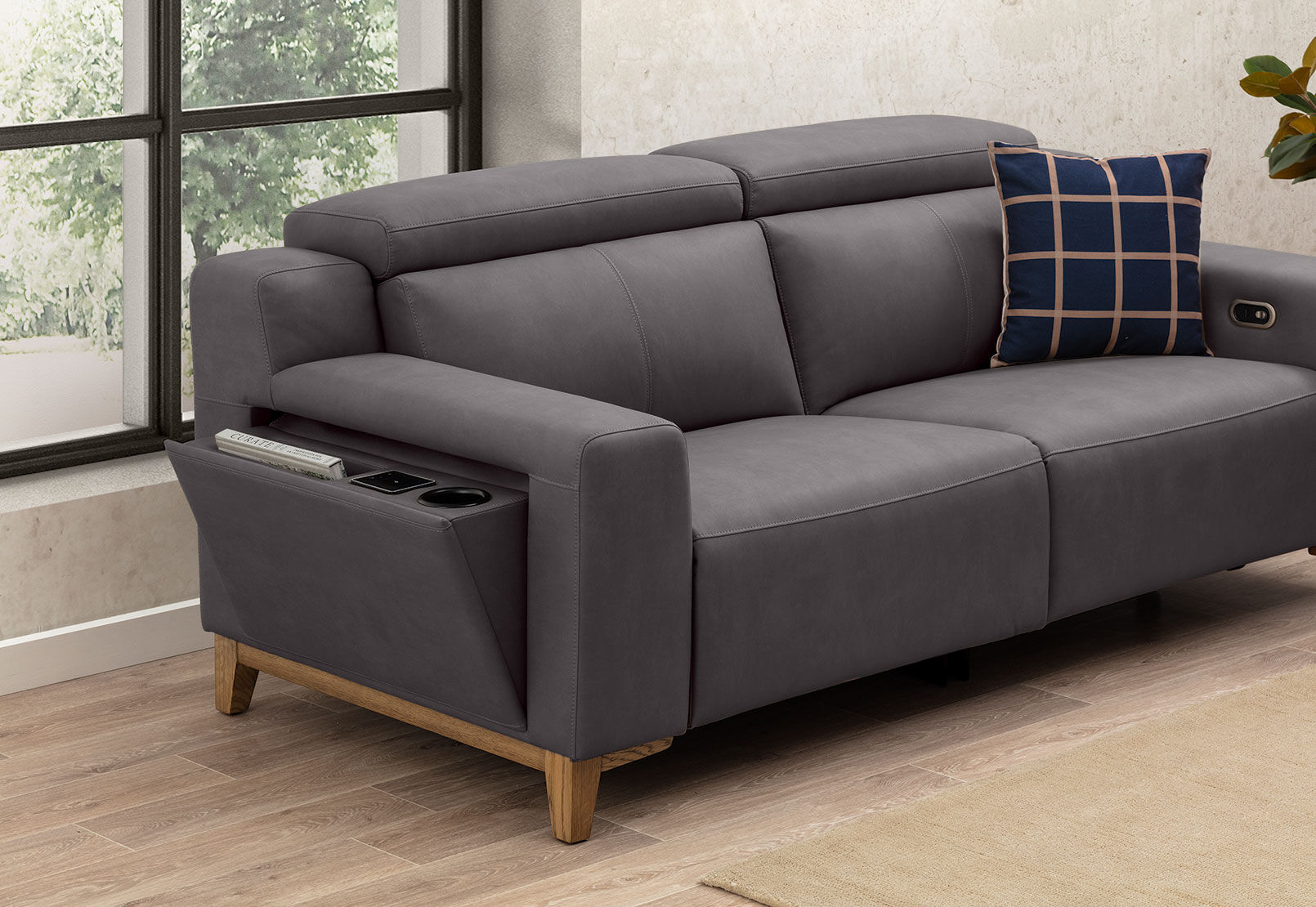 GAGE FABRIC - 2 Seater Sofa with Inbuilt Electric Recliners GAGE FABRIC