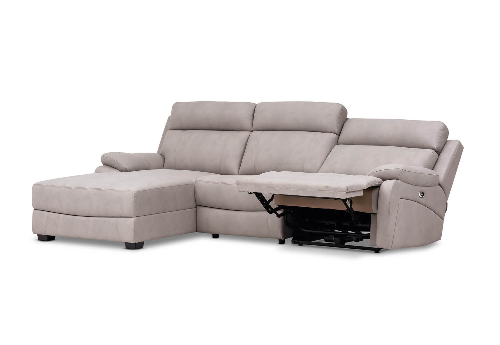 LYNCOLN - Fabric 3.5 Seat Left Hand Facing Chaise with Drop Down Table LYNCOLN