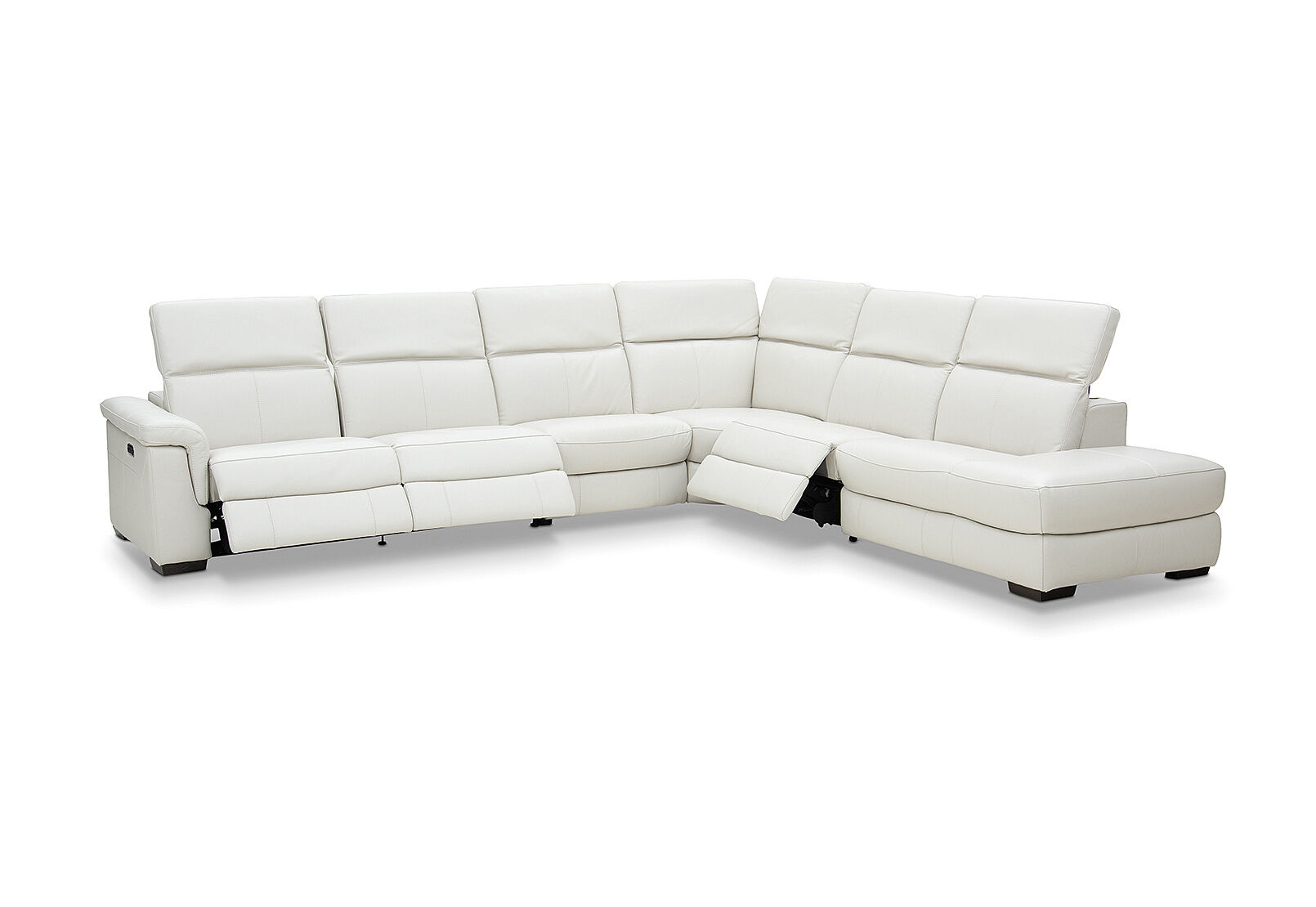 LUCIANO - Leather Corner Lounge with 3 Inbuilt Electric Recliners and Right-Hand Facing Chaise LUCIANO