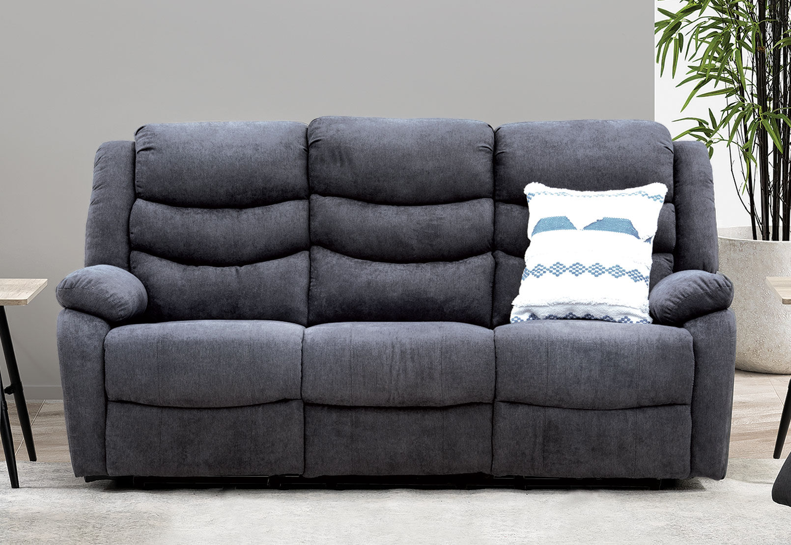 PRESCOTT - Fabric 3 Seater with 2 Inbuilt Recliners PRESCOTT