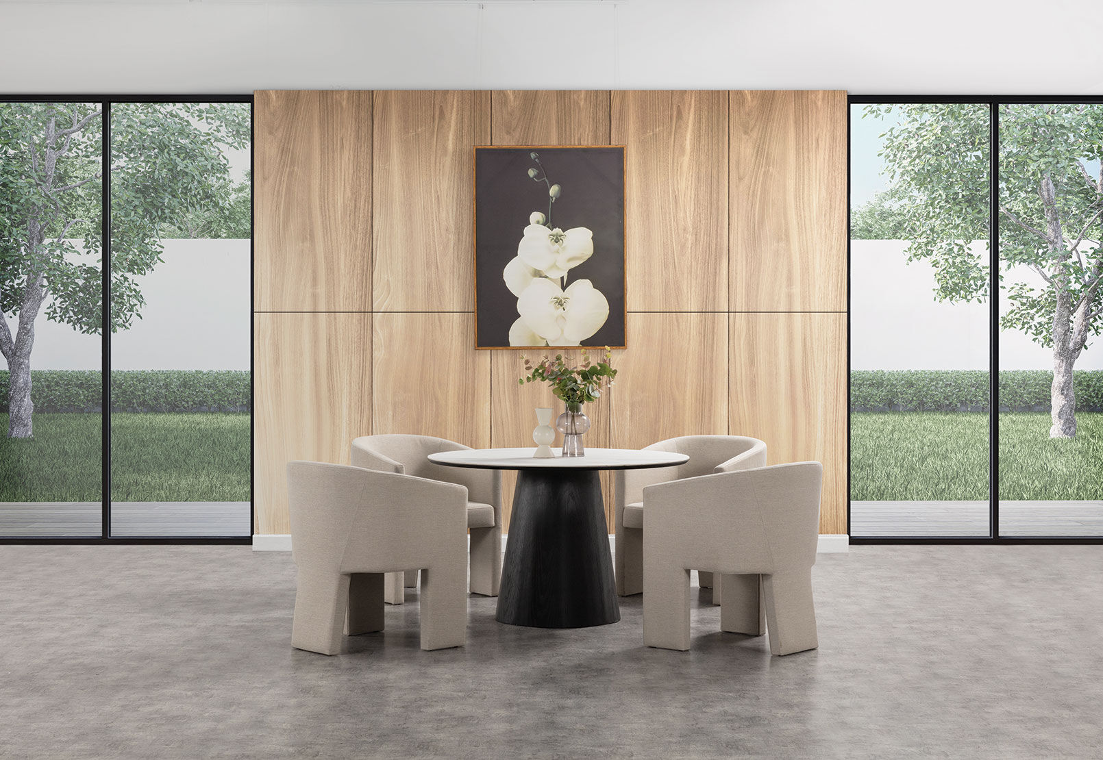THANOS - 5 Piece Ceramic Dining Suite with Alicante Dining Chairs. THANOS