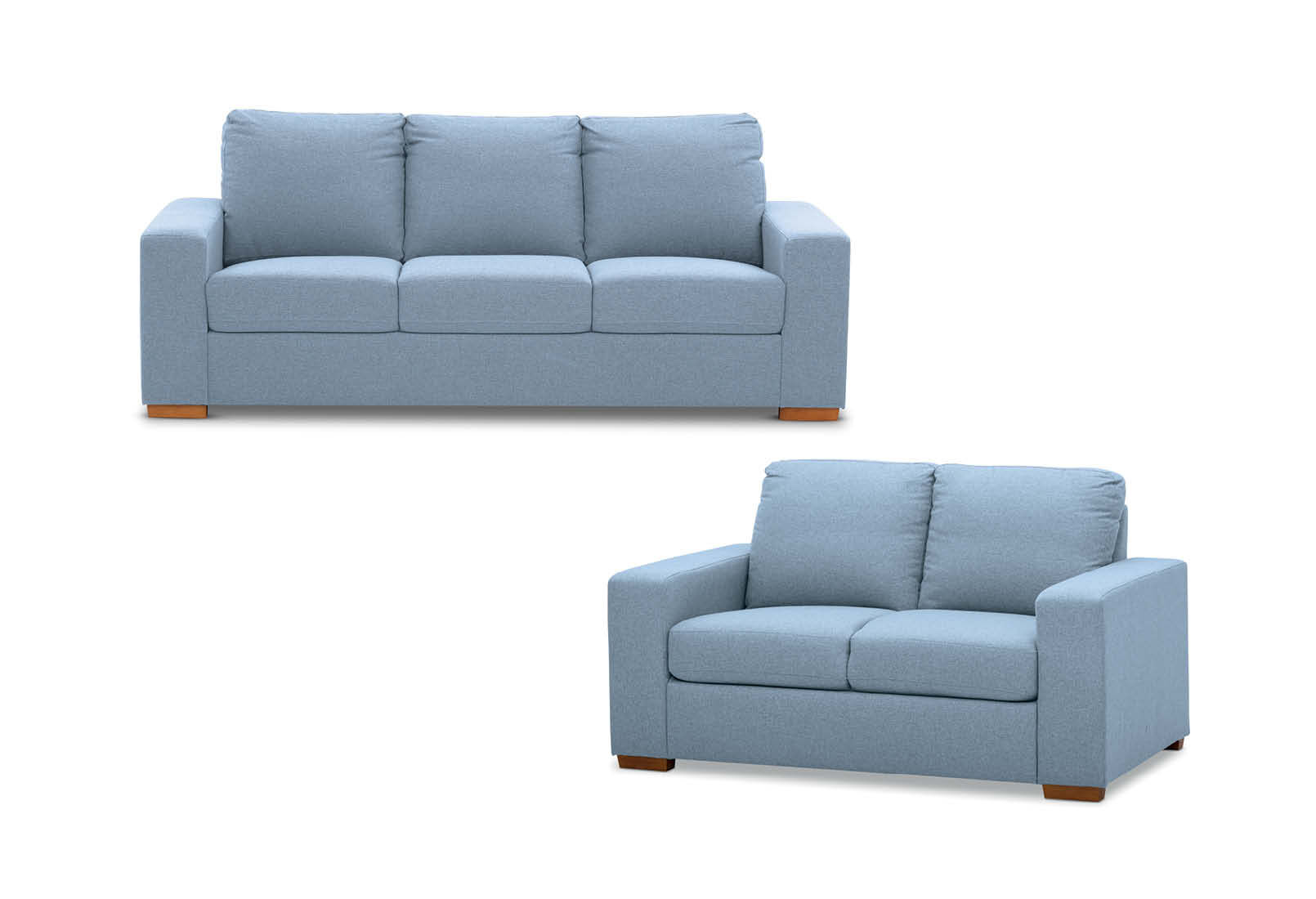 LIGHT BLUE NIXON Fabric Sofa Pair Amart Furniture