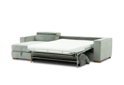 ANGUS VELVET - Left-Hand Facing 3 Seater Chaise with Sofa Bed