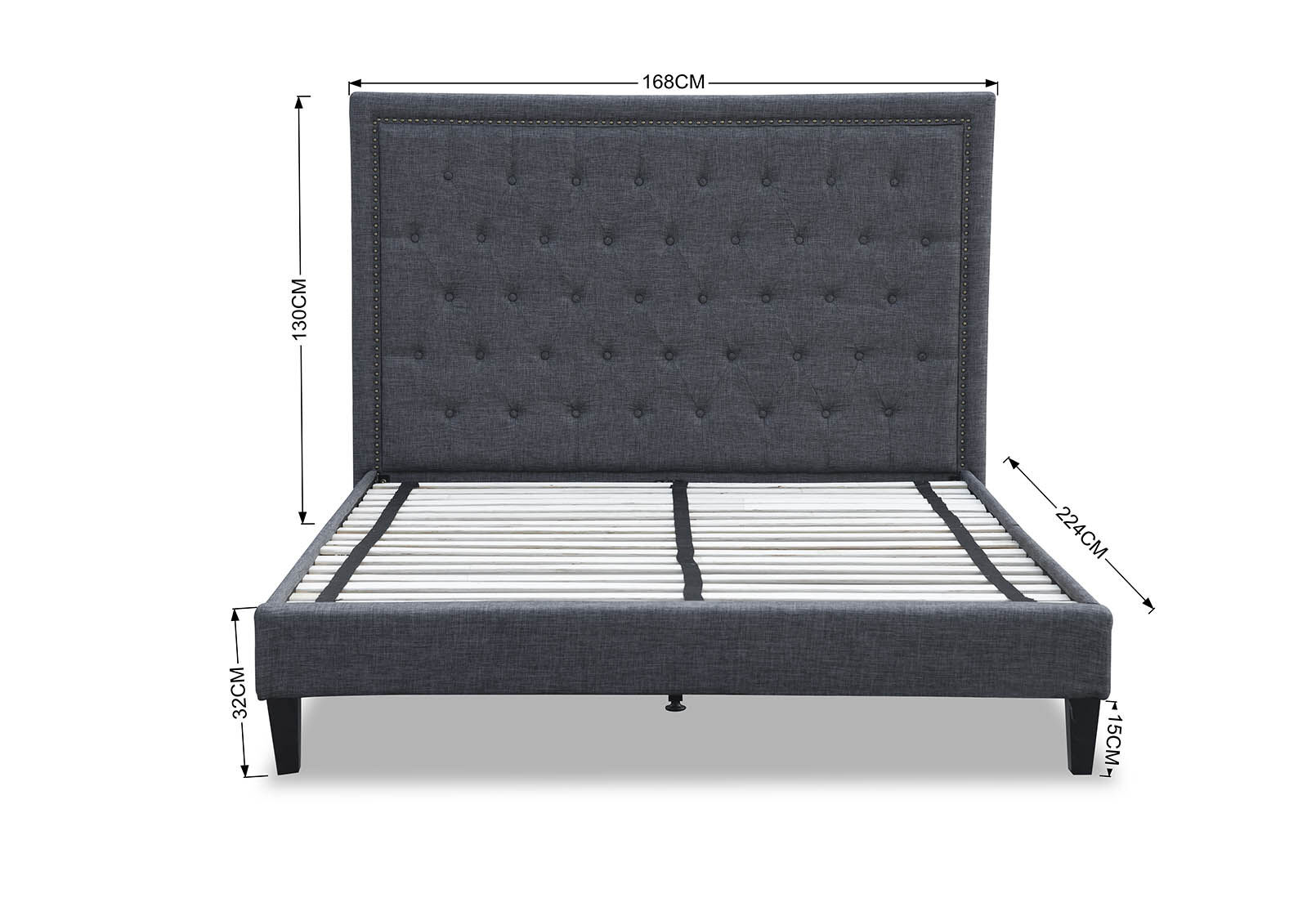 ARNOLD - Dark Grey Queen Bed ARNOLD
