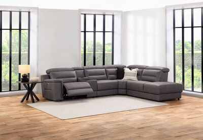 JEFFRIES FABRIC - Corner Lounge with Inbuilt Electric Recliner and RHF Chaise