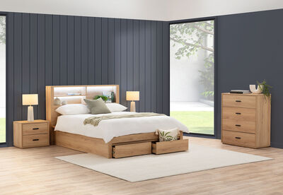 COLWYN BAY - Queen Gas Lift Bed with 2 Drawers
