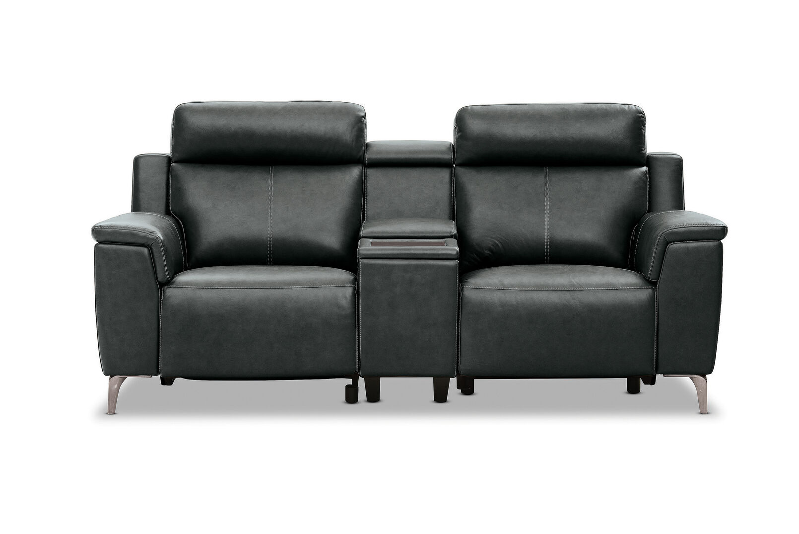 ARISTOTLE - Leather 2 Seater Sofa with Console and 2 Inbuilt Electric Recliners ARISTOTLE