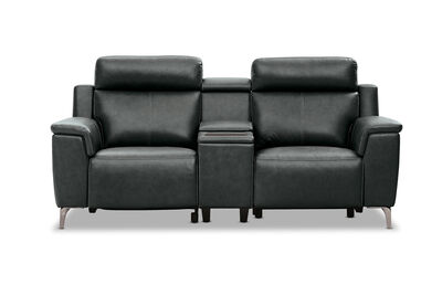 ARISTOTLE - Leather 2 Seater Sofa with Console and 2 Inbuilt Electric Recliners