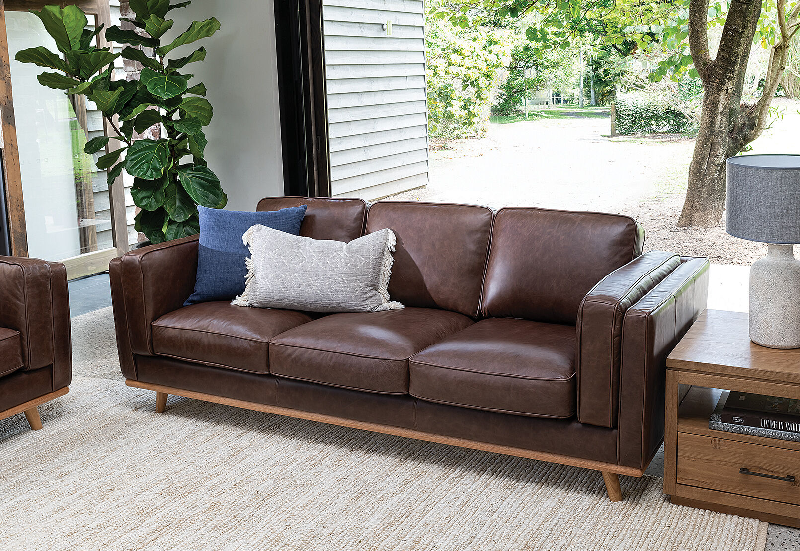 CHESTNUT GIORGIO Leather 3 Seater Sofa