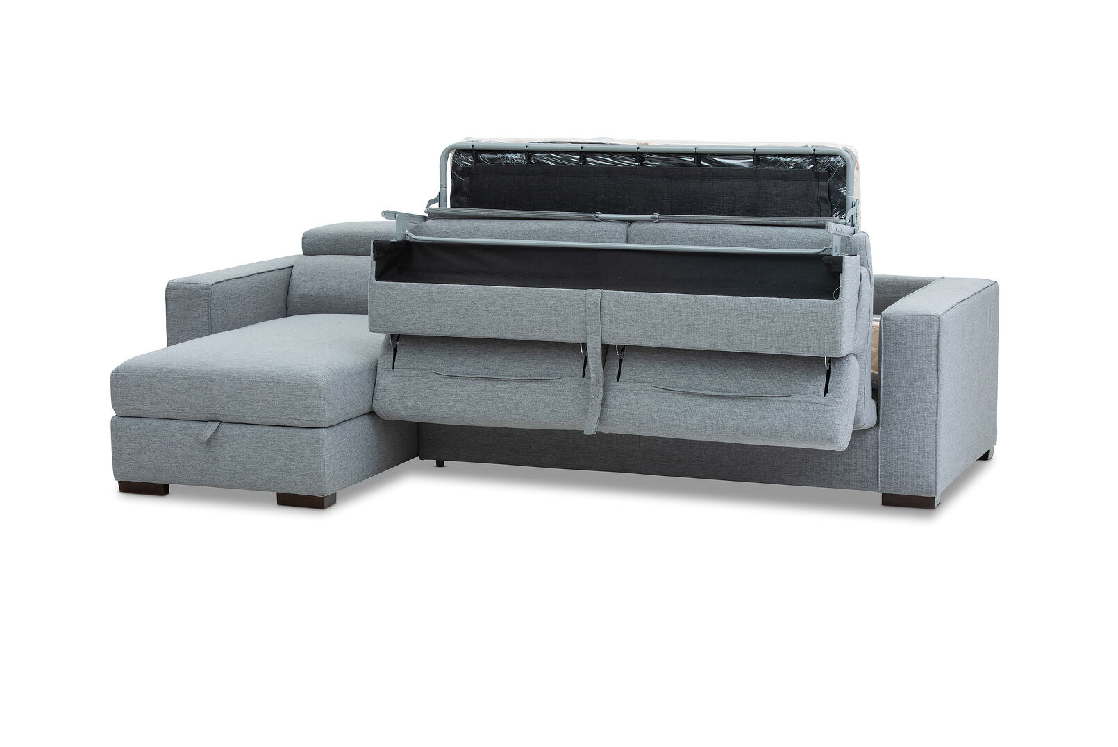 ANGUS - Fabric Left-Hand Facing 3 Seater Chaise with Sofa Bed ANGUS
