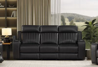 THANE LEATHER - 3 Seater Sofa with 2 Inbuilt Electric Recliners THANE LEATHER
